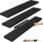 Sorbus Floating Shelves for Wall - 35 Inch Long Bathroom Shelves, Wall Decor for Bedroom, Kitchen, Living Room & Book Storage - Mounted Floating Shelf with Invisible Brackets (Black, 3 Pack)