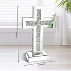 Aeveco Silver Mirrored Cross, Crystal Crush Diamond Cross for Living Room, Bedroom, Home Decor