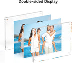 6x8 Acrylic Picture Frames, 20mm Thick Clear Frameless Magnetic Photo Frames, Double Sided Transparent Square Frame Gift for Desktop Display(3 Pack)
