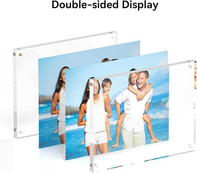 6x8 Acrylic Picture Frames, 20mm Thick Clear Frameless Magnetic Photo Frames, Double Sided Transparent Square Frame Gift for Desktop Display(3 Pack)
