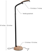 Brightech Litespan - LED Floor Reading Lamp, Modern Wooden Style, Adjustable Gooseneck, 850-950 Lumens, 12W, 3-Year Warranty