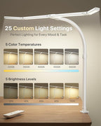 ONEMIX 42" LED Desk Lamp with Clamp, Architect Desk Light with Remote, Adjustable 4-Segment Bar, 1800LM Bright, Eye-Caring Desk Lamp for Home Office, Reading, Study, Dual Monitors, Workbench (White)