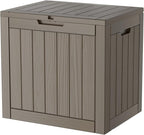 35 Gallon Lockable Resin Deck Box, Waterproof & UV-Resistant Outdoor Storage Box for Outdoor Cushion Storage, Garden Tools & Pool Accessories Storage, Gray