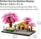 Cherry Train Building Set, Japanese Sakura Train Station Scene with Cherry Blossom Trees, Collectible Architecture Model Kit Mini Bricks Toys 3668 Pieces