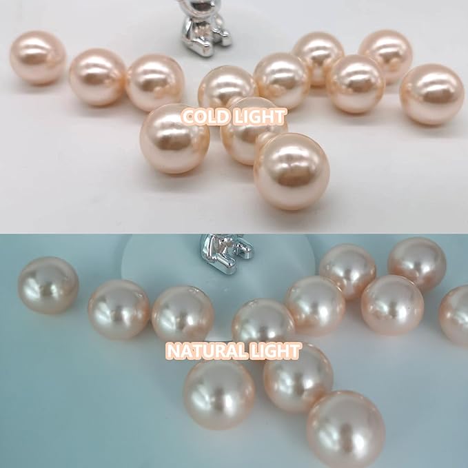 100PCS Light Champagne Faux Pearls Beads for Centerpiece Vases, Vase Filler Faux Pearls, No Holes Filler Beads for Party Anniversary Birthday Wedding Table Decor, 14/20/30mm