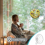 Sunflower Sun Catcher Stained Glass Window Hangings - 8” Handmade Butterfly Stained Glass Suncatches for Windows - Sun Catchers Indoor Wall Art Home Garden Suncatcher - Sunflower Gifts for Women Mom