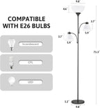 VONLUCE 71" Floor Lamp, Standing Lamp with Adjustable Reading Lights & 3 Bulbs, Modern Torchiere Floor Lamp with 3 Color Temperatures, Tall Lamp for Living Room Bedroom Corner, Black