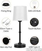 Cordless Led Table lamp,6000mAh Battery Powered Table Light,Wireless Lamps for Living Room Restaurant/Patio/Home Bar/Dining/Dinner/Bedside/Nightstand/Desk lamp-Touch Lamp-Black/Vintage