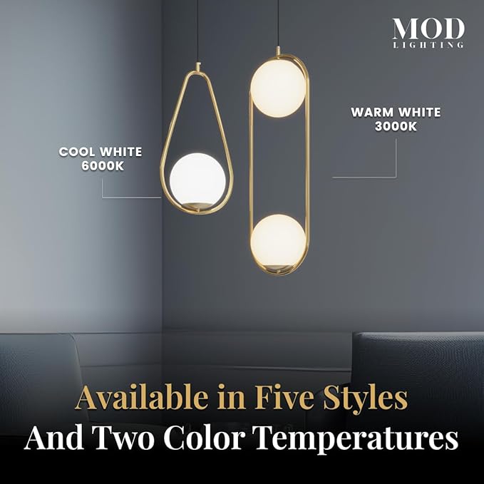 𝗠𝗢𝗗 𝗟𝗜𝗚𝗛𝗧𝗜𝗡𝗚 Jewels & Pearls | Modern Gold Pendant Light Fixtures, Hanging Globe Pendant Lights for Kitchen Island Lighting, Dimmable LED Bulb Included, 1 Pack (Gold | Warm White | Droplet)