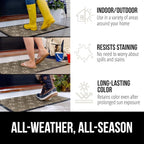 GORILLA GRIP 100% Waterproof All-Season WeatherMax Doormat US Designed Natural Rubber, Stain and Fade Resistant, Low Profile Indoor Outdoor Door Mats, Easy Clean Patio Mat, 17x29, Tan Pawprints