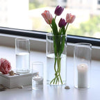 PHOSPHOR 12 PCS Glass Candle Holder, Hurricane Candle Hoder, Glass Pillar Candle Holder, Clear Cylinder Candleholder Cylinder Vase for Centerpieces Wedding Party Decoration