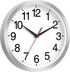 Wall Clock Modern 8 Inch Battery Operated Silent Non Ticking Small Analog Clock Decorative for Living Room Office Home Bedroom Kitchen Bathroom(Silver)