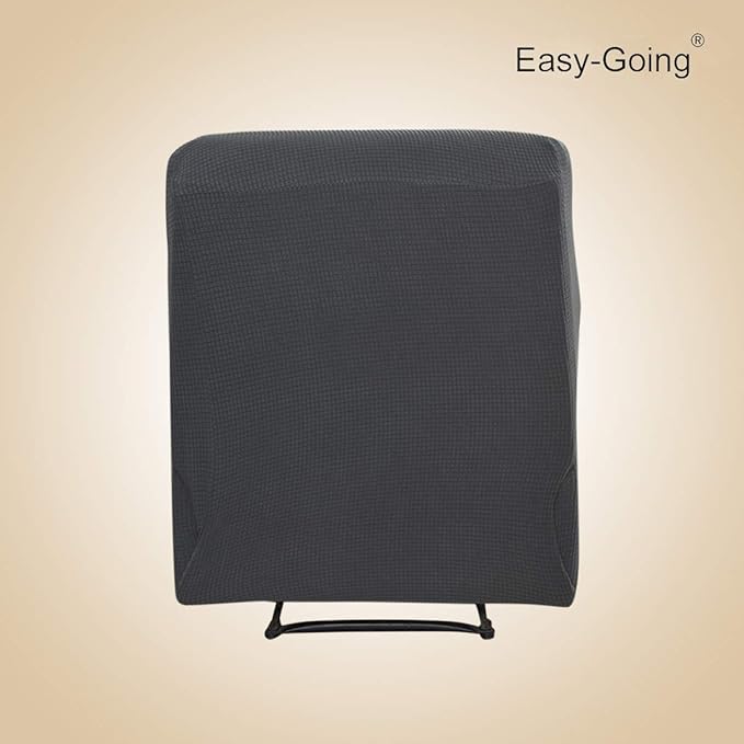 Easy-Going Recliner Stretch Sofa Slipcover Sofa Cover 4-Pieces Furniture Protector Couch Soft with Elastic Bottom, Spandex Jacquard Fabric Small Checks(Recliner,Dark Gray)
