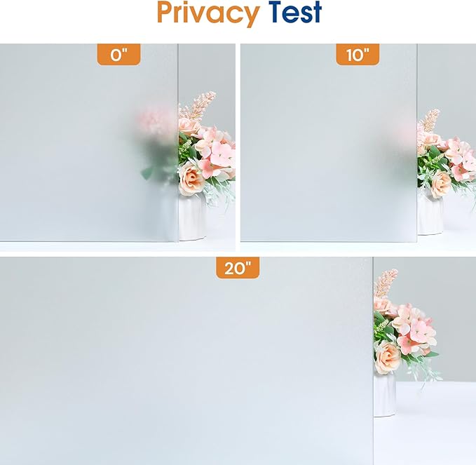 Homein Frosted Glass Window Privacy Film with Tools UV Blocking Privacy Film for Glass Windows, Static Cling No Glue Removable Reusable Anti Glare for Home Day and Night, Pure 35.4x78.7 inch