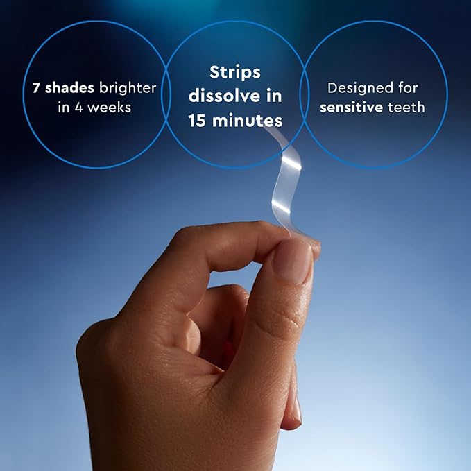 MOON Dissolving Teeth Whitening Strips - Vegan, Easy-to-Use White Strips - Dissolve in 15 Minutes & Designed to Gently Whiten Sensitive Teeth Up to 7 Shades in 2 Weeks, Midnight Mint (56 Count)