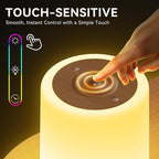 Night Light for Kids Baby, Dimmable Touch Lamp for Nursery, 11 RGB Colors 5 Brightness, Portable Rechargeable Bedside Table Lamp for Nightstand, Kids Night Light for Bedroom Living Room, Dark Brown