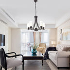 BONLICHT Rustic Kitchen Island 5-Light Oil-Rubbed Bronze Traditional Chandelier Industrial Vintage Pendant Lights Classic Glass Ceiling Lighting UL Listed