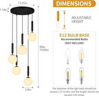 Modern Black Pendant Light Hanging Fixture Light for Kitchen Island Mid Century with Globe Pendant Light Milk White Glass Pendant Lighting for Living Room Bedroom Entryway (5 Lights)