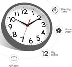 Wall Clock Small Analog 8 Inch Silent Non Ticking Battery Operated Modern Simple Decorative for Kitchen Office Bedroom Bathroom Living Room(Gray)