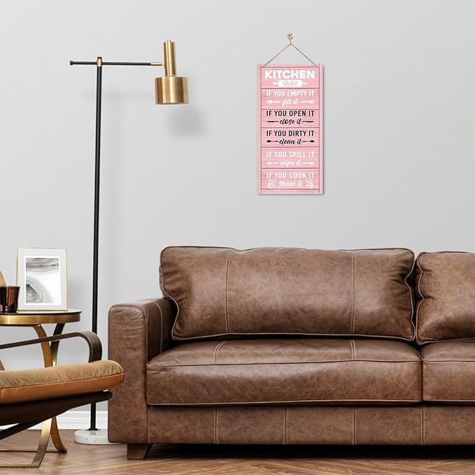 Hanging Kitchen Rules Wood Decor Sign, Rustic Kitchen Wooden Signs, Printed Wood Wall Art Sign, Kitchen Door Rules Rustic Sign, Hanging Wood Sign Kitchen Decor, Funny Farmhouse Kitchen Wall Décor F1