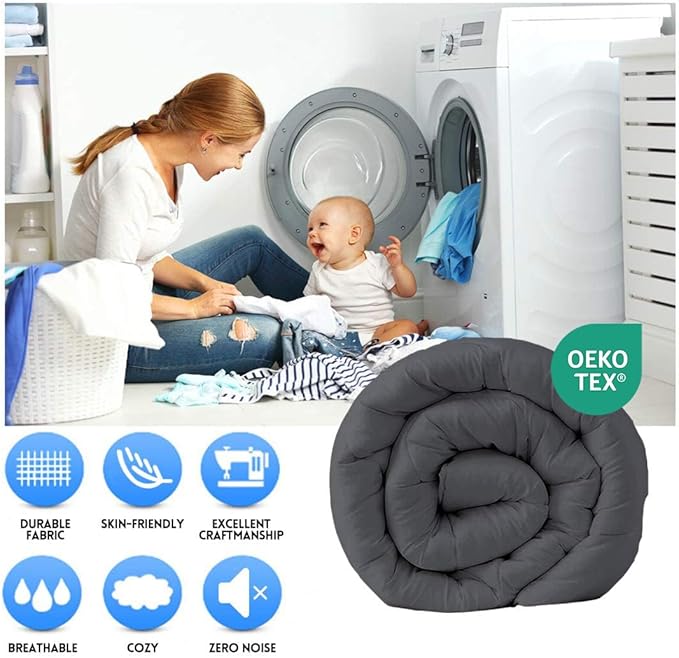 EASELAND Twin XL Down Alternative Comforter - Quilted Duvet Insert for All Seasons, Soft Lightweight with Corner Tabs, Summer Winter Warm Bedding, Dark Grey 68×92 Inches