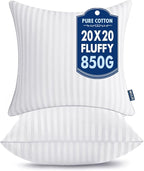 MIULEE 20x20 Pillow Inserts, Firm and Fluffy Decorative Square Throw Pillows for Couch Sofa Bed, Down Alternative with 100% Cotton Cover Pack of 2