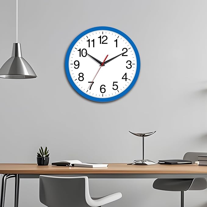 Wall Clock Modern 8 Inch Battery Operated Silent Non Ticking Small Analog Clock Decorative for Bedroom Kitchen Bathroom Office Home (Blue)