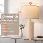 PoKat 23" Pink Ceramic Table Lamps Set of 2, Modern Bedroom Lamps for Girls Room, Bedside Lamps for Night Stands, Cute Lamps for Living Room Decor, Nightstands Desk Lamp, Pink