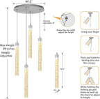 4-Lights Kitchen Island Pendant Lights Silver Mini Chandeliers for Dining Room Crystal Pendant Lighting Ceiling Lights for Hallway Foyer Living Room