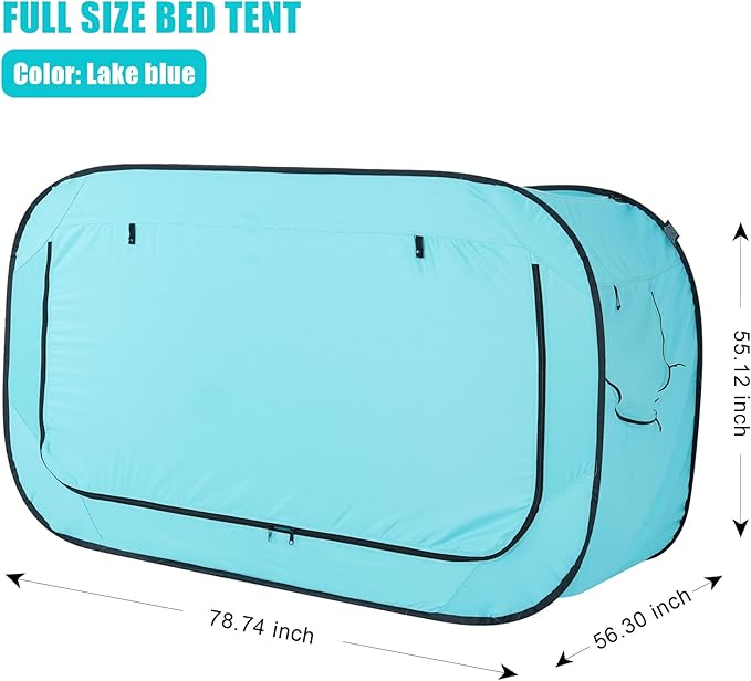 Bed Tent Full Bed Canopy Portable Dream Tent for Adult Indoor Sleeping Tents with 2 Doors Breathable Private Space Tents, Teal