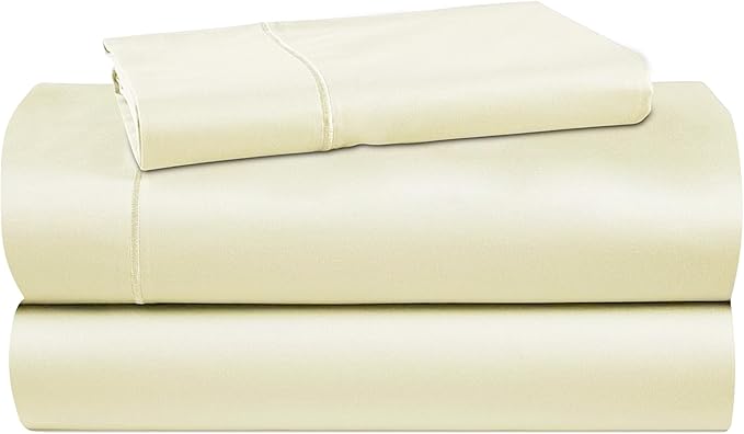 Tencel Sheets 3 Piece for Twin XL Bed - 100% Eucalyptus Lyocell Twin XL Sheets Set - Soft, Cooling & Breathable for Hot Sleepers - 16” Deep Pockets Hotel Quality Bedding Set - Ivory