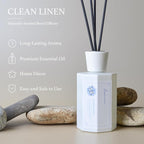 Reed Diffuser Set, 6.7 oz Clean Linen Scented Reed Diffusers for Home with Sticks, Home Fragrance Oil Scent Diffuser for Bathroom, Decor & Gift