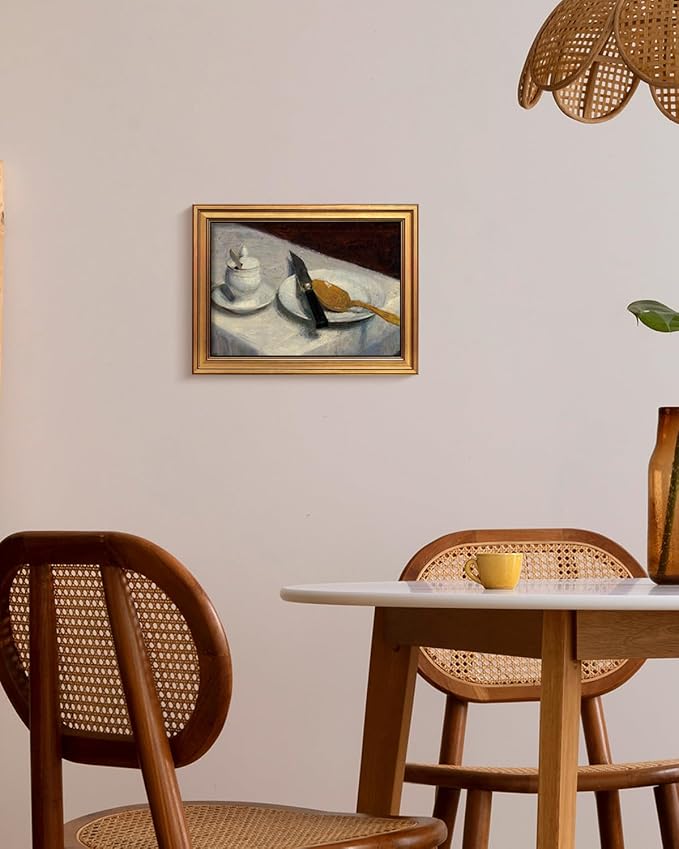 HUARCEY Gold Framed Vintage Wall Art for Living Room, Still Life Painting Prints Shelf Decor for Kitchen, Aesthetic Bedroom Wall Art, Best Gifts for Friends or Family - Before Meals 16L x 12W