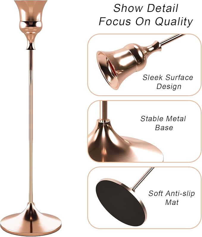 Candlestick Holders Rose Gold, 6 Packs Taper Candle Holder for Candlesticks, Candle Sticks Holder Decor for Home Decor