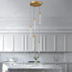 Modern Light Fixture Kitchen Island Pendant Light Dimmable LED Gold Pendant Lights Mini Crystal Pendant Lighting for Bedroom Dining Room Living Room（5-Light ）