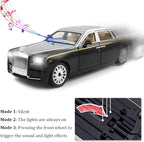 1/24 Diecast Car Model Rolls-Royce Phantom Toy Car, Alloy Collectible Phantom Replica Pull Back Model Car Vehicles with Sound and Light for Kids Boys Girls Birthday Gift