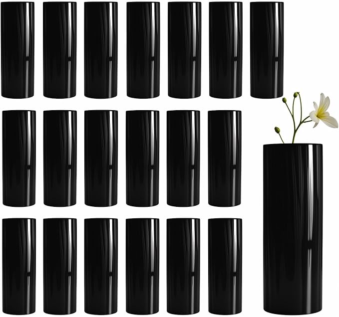 Modern Black Ceramic Vase Set of 20 for Living Room Bedroom 5.51'' Minimalist Fresh Small Flower Vases for Bouquet Fake Plant Home Decor Office Fireplace Centerpieces Nordic Style 10 Pack