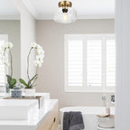 Industrial Semi Flush Mount Ceiling Light Brass, 800 Lumen LED Bulb Included, Clear Glass Shade Ceiling Light Fixture, Light Fixture for Hallway Bathroom Bedroom, Vintage Hanging Light Fixtures