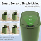 5 Gallon Motion Senor Bathroom Trash Can with Lid, Automatic Garbage Can Touchless, Smart Plastic Waste Basket for Narrow Spaces, Bathroom, Office, Bedroom, Living Room (Green)