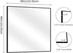 YIROMAN Bathroom Mirror for Wall 48"x48", Large Matte Black Bathroom Mirror with Metal Frame, Square Vanity Mirror with Right Angles, Wall Mirror Hangs Horizontal or Vertical, Shatterproof