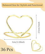 36 Pcs Heart Table Number Holders - Rust-Resistant Metal Place Card Stands for Weddings, Office & Home Decor (Gold)