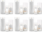 Glass Hurricane Candle Holder Esmiome - Cylinder Vases for Centerpieces 6 Sets (18Pcs) Hurricane Floating Candle Holder, Glass Vases for Flowers, Decorative for Home Wedding, 6'' + 8'' +10''(High)