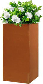 Corten Steel Metallic Heavy Planter for Outdoor Plants 14"x14"x30" Metal Planter Spliced Flower Pot with Partitions for Outside,Indoor,Garden (Corten, 14 * 14 * 30)
