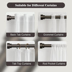 Oneach Brown Curtain Rods for Windows 48 to 84 Inch, 1 Inch Pole Adjustable Length Heavy Duty Metal Curtain Rod Set, for Outdoor Bedroom Kitchen Living Room (16 to 88 Inch)