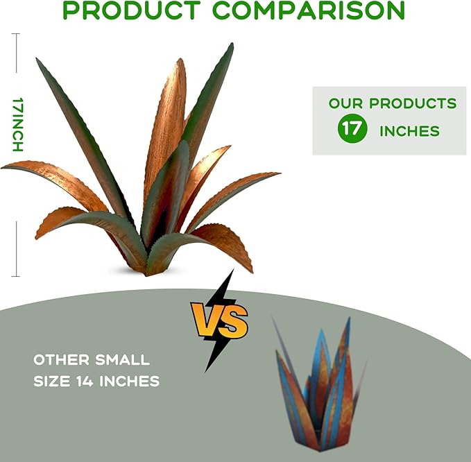 DIY Metal Agave Plant Art Yard Tequila Art Sculpture, Tequila Rustic Garden Sculpture Statue Outdoor Decor,Agave Metal Plants for Yard, Garden Lawn Ornaments (9 Leaves -Green)