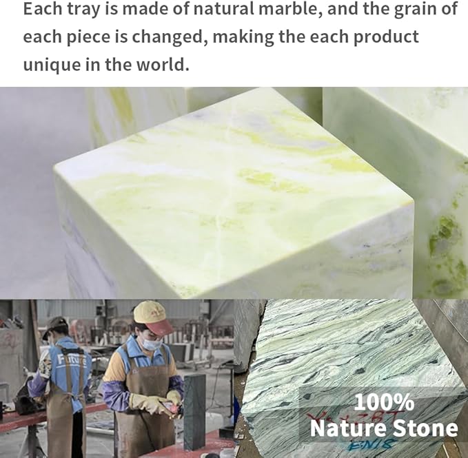 Luxury Marble Side Table,Square End Table for Modern Sofa and Bed, Living Room, Sofa, Bedroom(Fende Green)