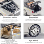 Alloy Collectible Rolls-Royce Phantom Model Toy Car, 1/32 Scale Diecast Car Model Pull Back Vehicles Phantom Toy with Sound & Light, Car Logo Can be Folded