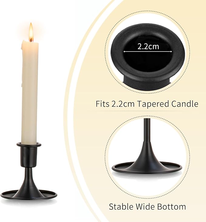 Black Candlestick Candle Holders for Taper ：12 PCS Romadedi Candle Stick Holder Set Vintage Table Centerpiece Halloween Decoration Wedding Christmas Fireplace Mantel Home Deocr