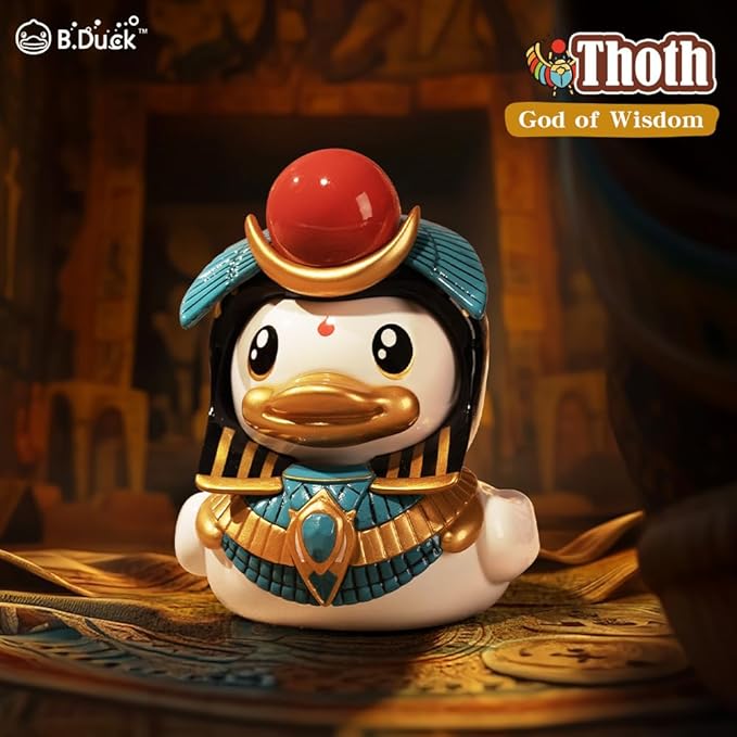 B.Duck x British Museum Blind Box, Egyptian God Collectible Duck Figurines Series,Home Decorations, Holiday Birthday Gifts (B.Duck x Bastet Series, One Box)