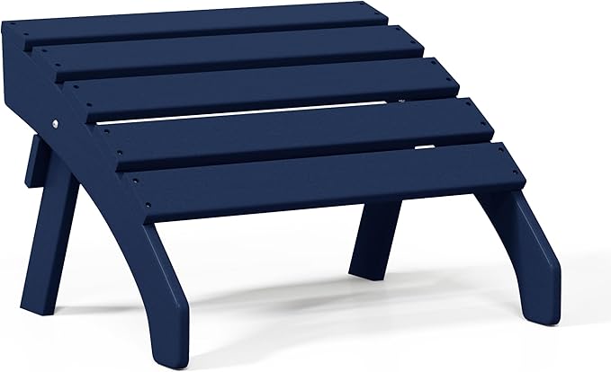 WestinTrends Dylan Outdoor Patio HDPE Adirondack Ottoman Footrest, Navy Blue